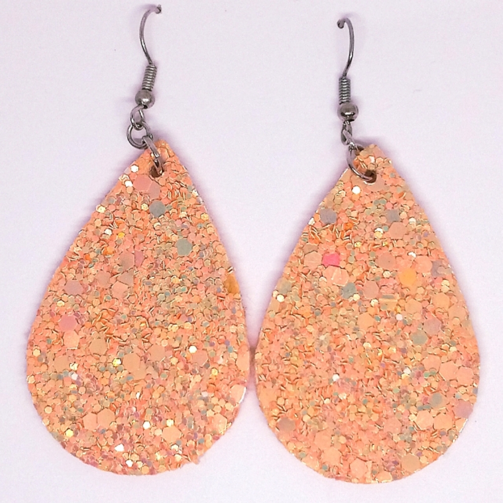 Glitter Sequin Faux Leather Earrings!!